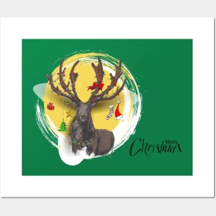 Reindeer Sketchy Merry Christmas Posters and Art